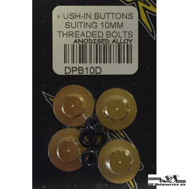 Guld ALU push in button m/oring	Passer M10 bolte