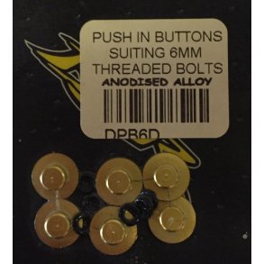 Guld ALU push in button m/oring	Passer M6 bolte