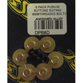 Guld ALU push in button m/oring	Passer M8 bolte