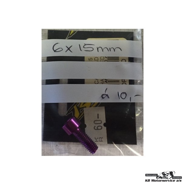 Lilla ALU Unbraco Bolt.	6x15mm. Pris pr. stk