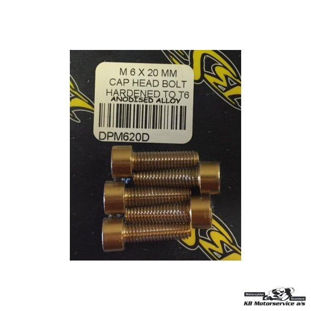 Guld ALU Unbraco Bolt.	6x20mm