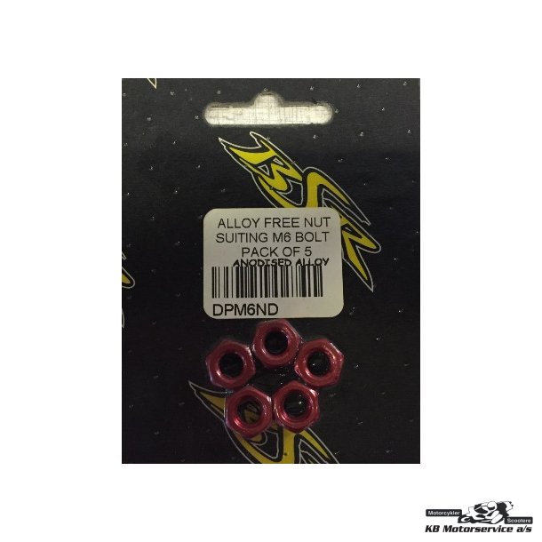 Rd ALU mtrik M6. 5 stk. pakning