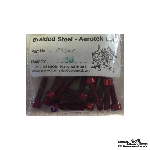 Rd ALU Unbraco Bolt.	5x20mm. Pris pr. stk.