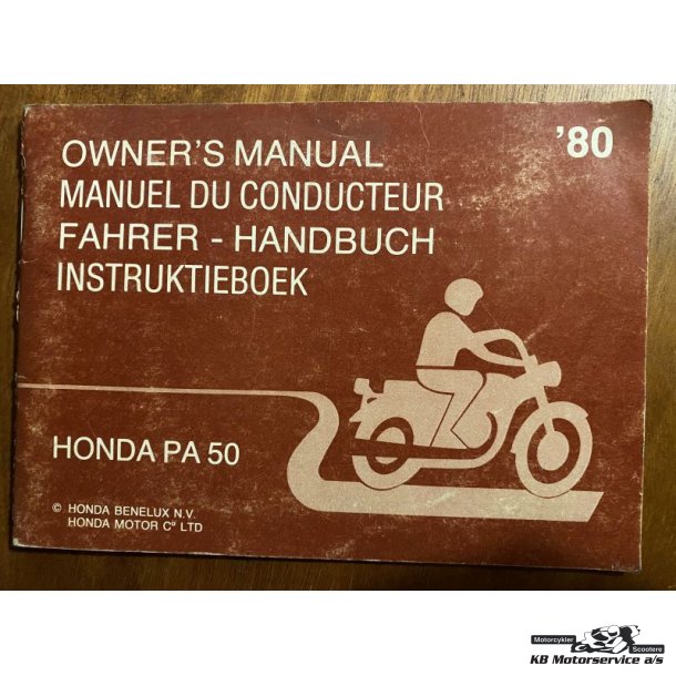Honda PA50 Camino Owners Manual. 1980