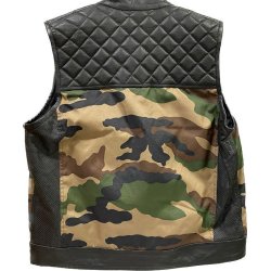 Lder/Tekstil vest. Sort med grn Camo