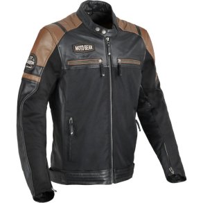 Difi Memphis lder/tekstil jakke. Sort/brun