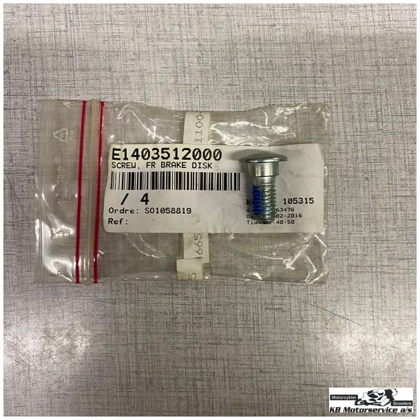 PGO BOLT M8 UNBRACO TIL BREMSESKIVE