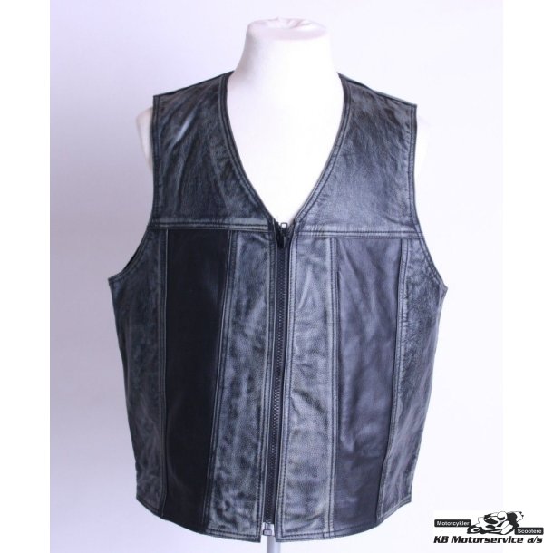 Ldervest antik grn/sort. Str. 2XL