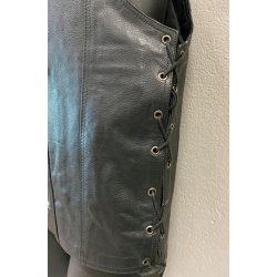 Ldervest sort med karabinhager og snrer