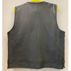 Ldervest sort med lynls og plain ryg. Kraftig lder.