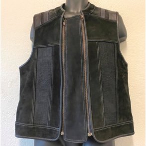 Ldervest sort nubuck med lynls og plain ryg. Large