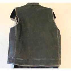 Ldervest sort nubuck med lynls og plain ryg. Large