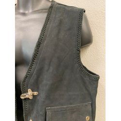 Ldervest sort Nubuck med karabinhager