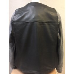 Ldervest sort med lynls og plain ryg. Str. 3XL