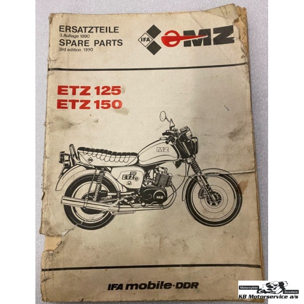 MZ ETZ125/ETZ150 Reservedelsbog p Tysk og Engelsk