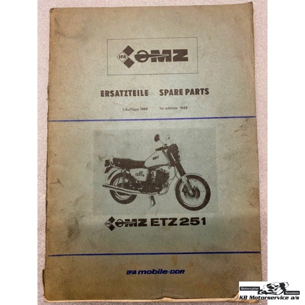 MZ ETZ251 Reservedelsbog p Tysk og engelsk