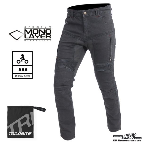 Trilobite Parado Monolayer Jeans Kevlar aramid Sort Herre