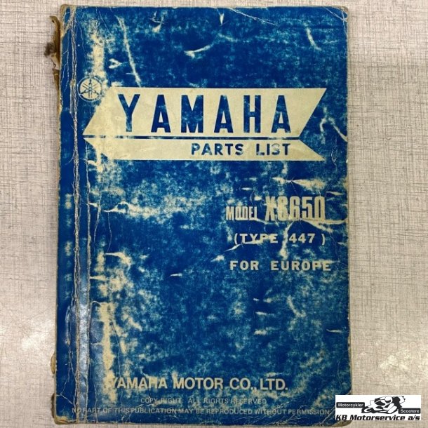 Yamaha XS650 447 1975 1976 Reservedelsbog