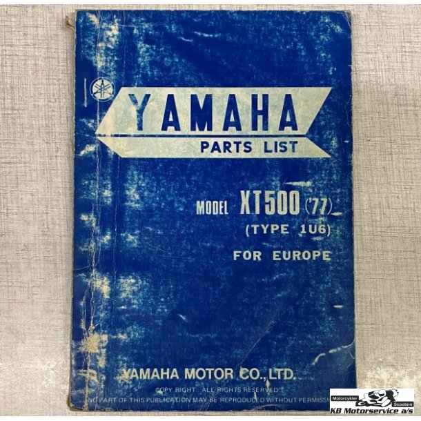 Yamaha XT500 (1U6) 1978 Reservedelsbog